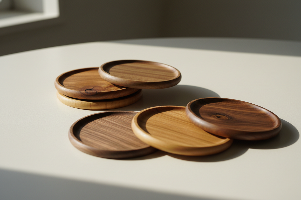 Black Walnut Circular Coasters