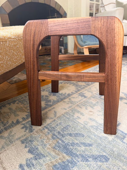 Sculpted Mid-Century Modern Black Walnut Footstool (Walrus Oil Finish)
