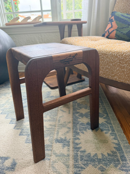 Sculpted Mid-Century Modern Black Walnut Footstool (Walrus Oil Finish)